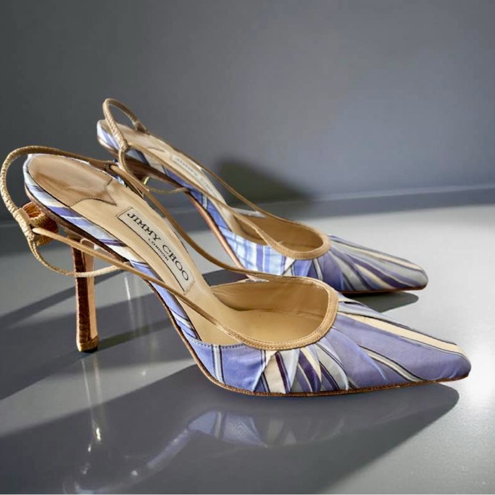 Jimmy Choo Blue and White Radiant Heels
